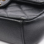 Chanel Shoulder Bag Mini Quilted Black Caviar Leather Chain — view 6