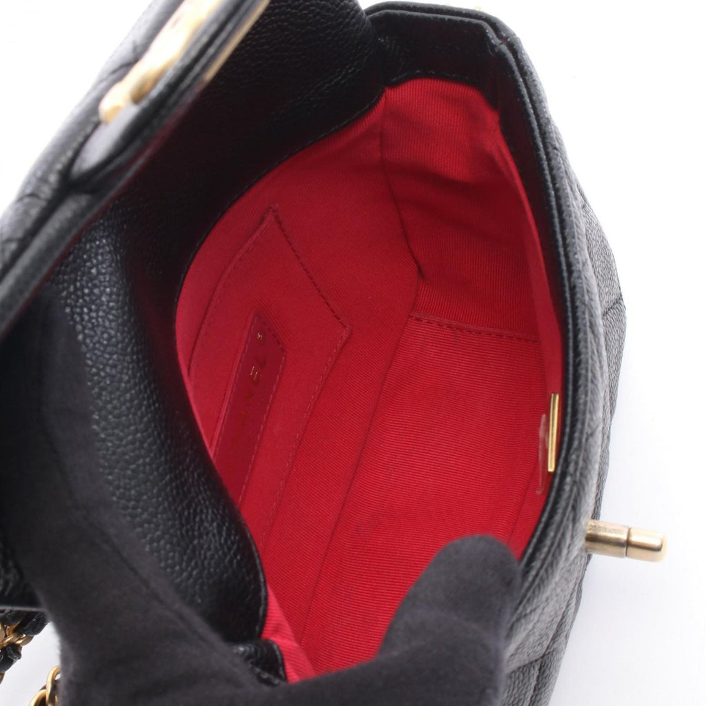 Chanel Shoulder Bag Mini Quilted Black Caviar Leather Chain — view 3