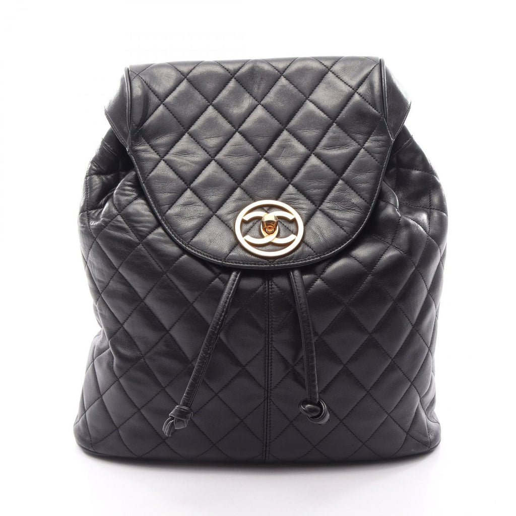 Chanel Backpack Quilted Black Lambskin