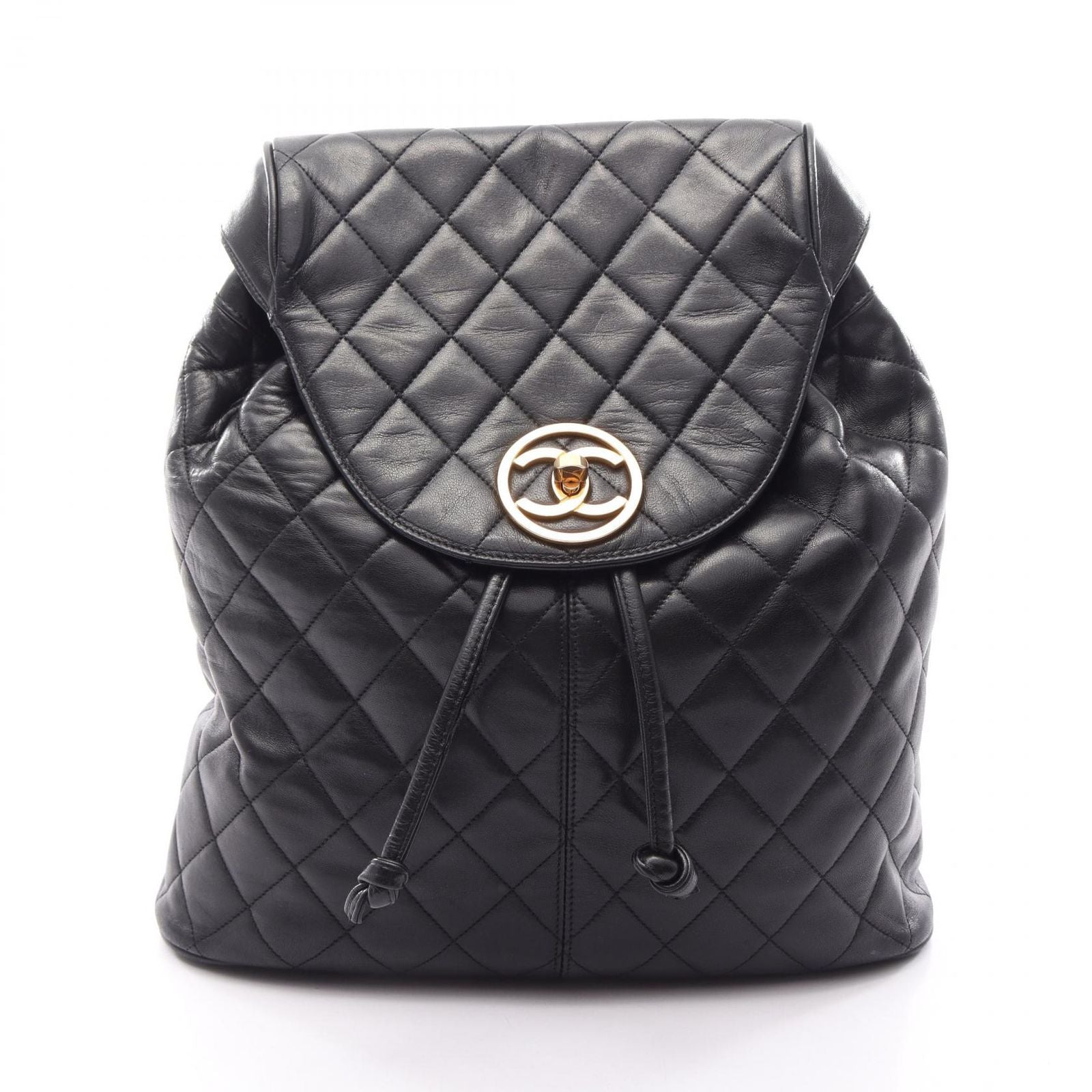 Chanel Backpack Quilted Black Lambskin