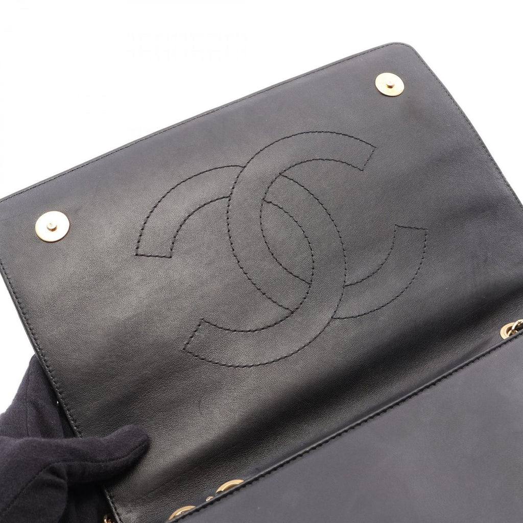 Chanel Shoulder Bag Quilted Black Lambskin Diamond Stitch Chain — view 6