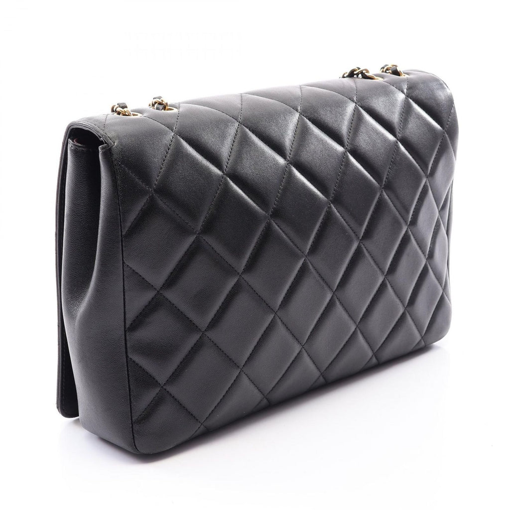 Chanel Shoulder Bag Quilted Black Lambskin Diamond Stitch Chain — view 2