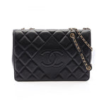 Chanel Shoulder Bag Quilted Black Lambskin Diamond Stitch Chain