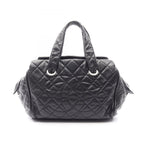 Chanel Quilted Black Calf CC Logo Boston