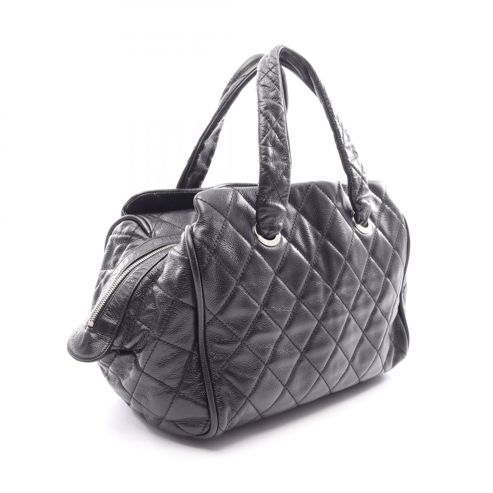 Chanel Quilted Black Calf CC Logo Boston — view 2