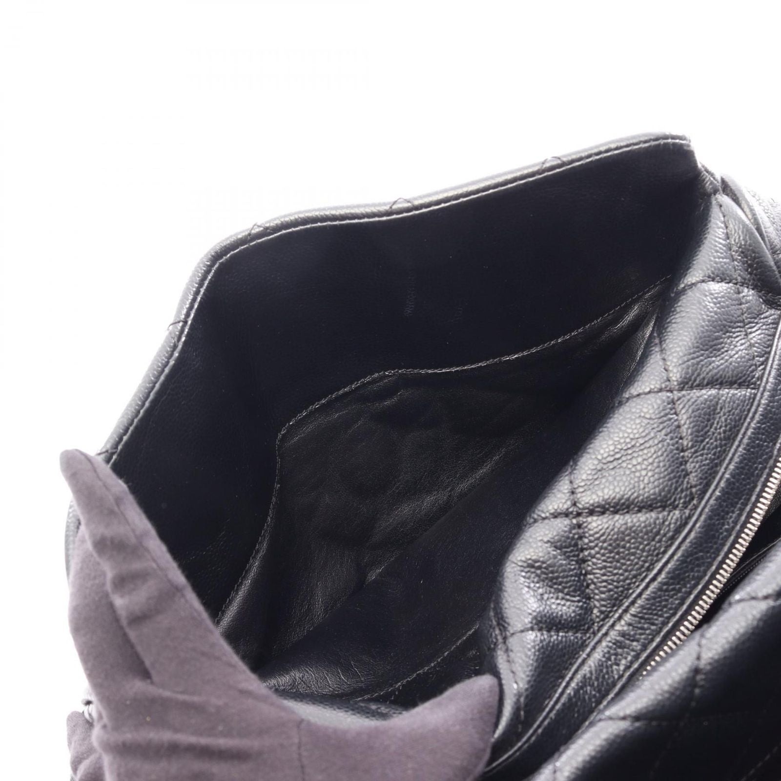 Chanel Quilted Black Calf CC Logo Boston — view 5