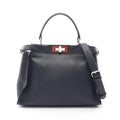 Fendi Handbag Peekaboo Regular 2-Way Navy Leather