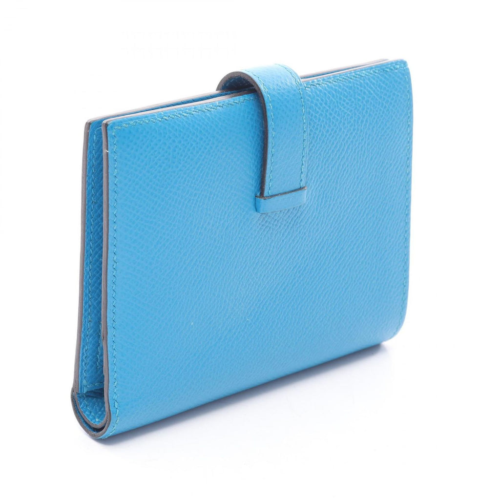 Hermes Bifold Wallet Bearn Compact Blue Zanzibar Leather — view 2