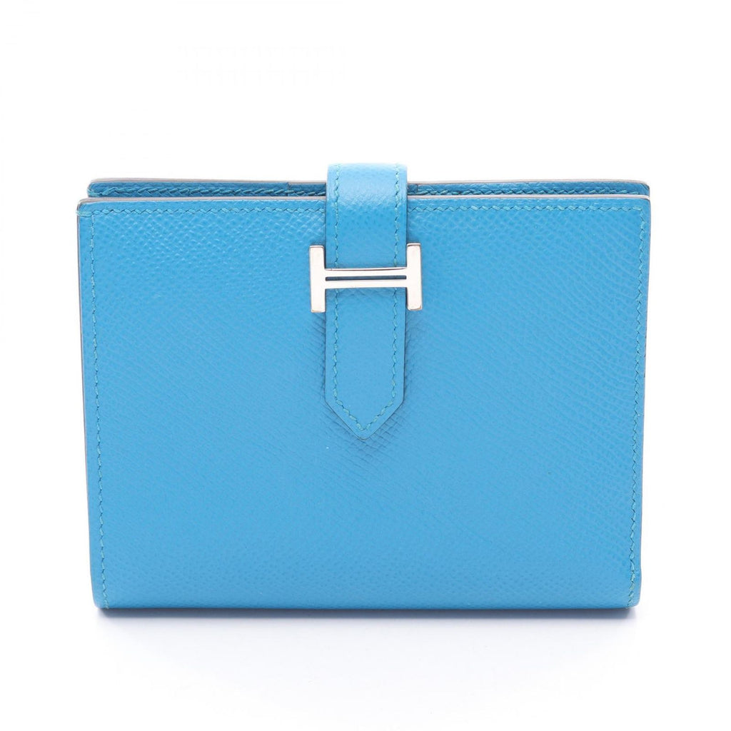 Hermes Bifold Wallet Bearn Compact Blue Zanzibar Leather