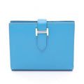 Hermes Bifold Wallet Bearn Compact Blue Zanzibar Leather