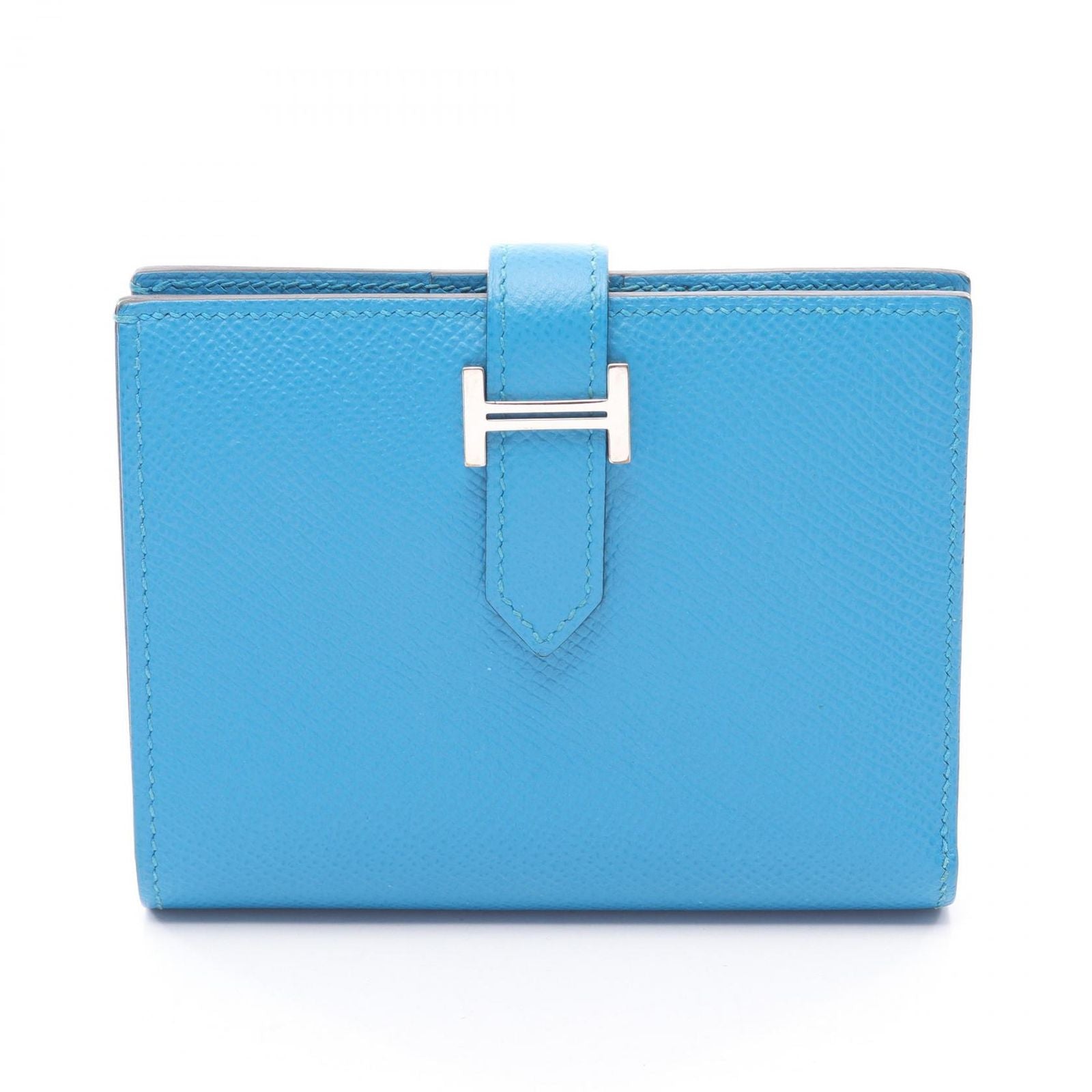 Hermes Bifold Wallet Bearn Compact Blue Zanzibar Leather