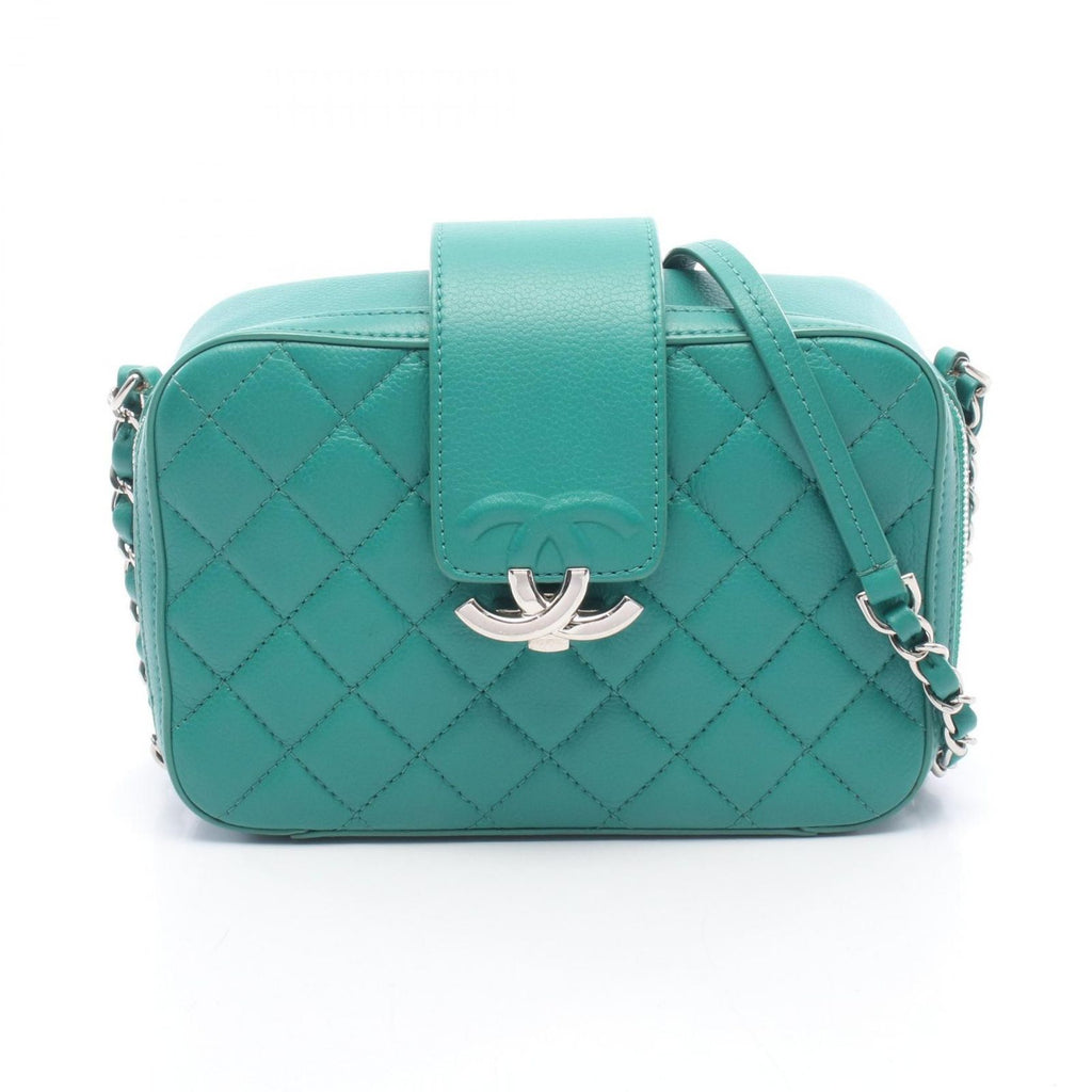 Chanel Shoulder Bag Quilted Half Coco Green Caviar Leather Chain