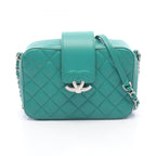 Chanel Shoulder Bag Quilted Half Coco Green Caviar Leather Chain