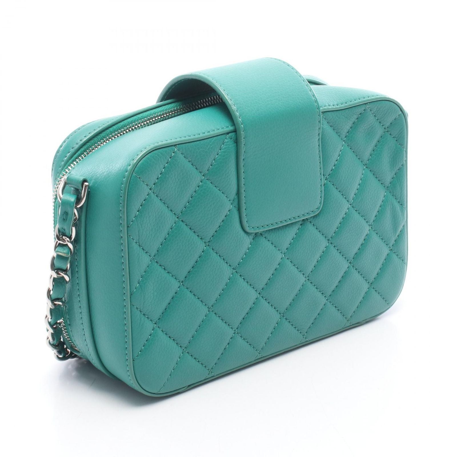 Chanel Shoulder Bag Quilted Half Coco Green Caviar Leather Chain — view 2