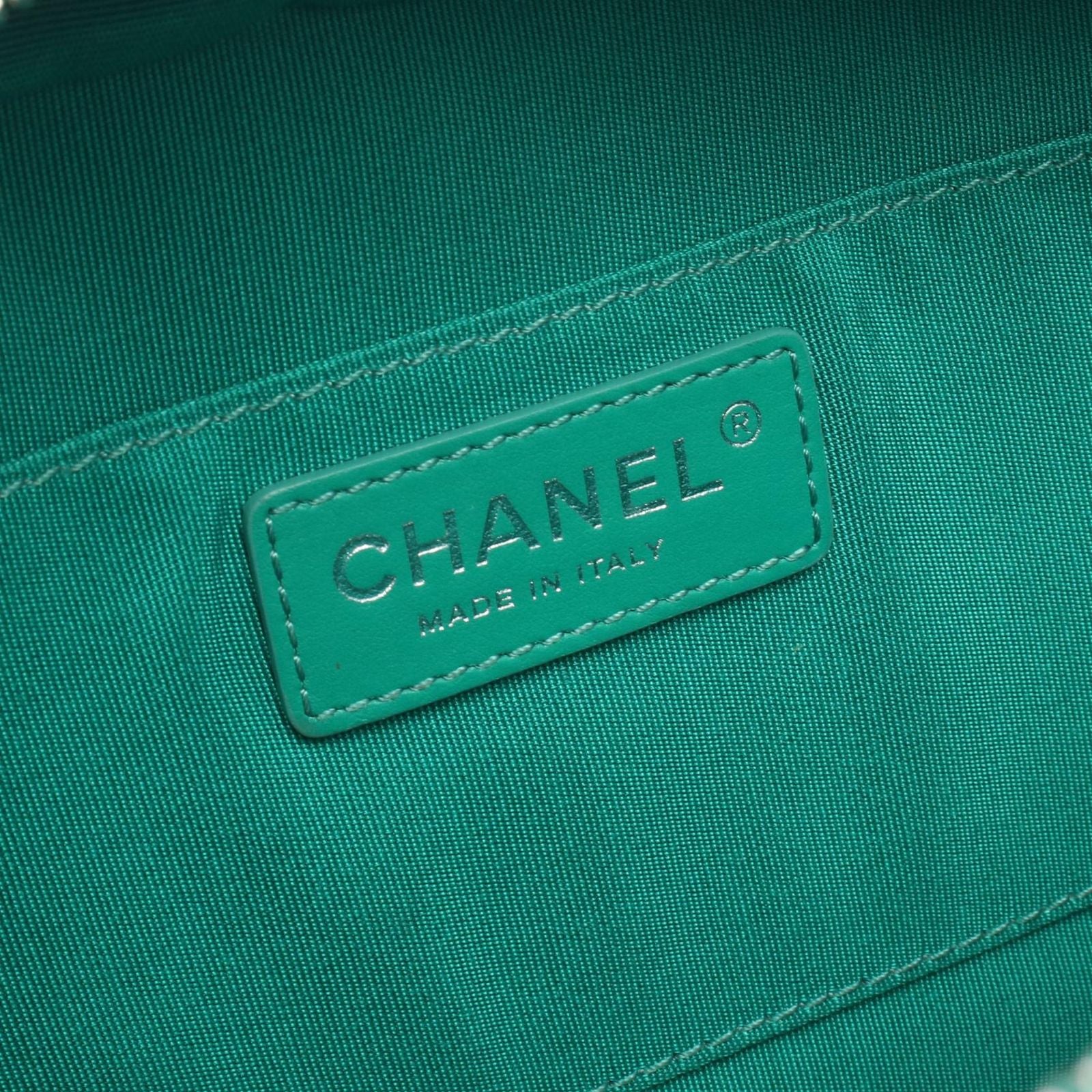 Chanel Shoulder Bag Quilted Half Coco Green Caviar Leather Chain — view 4