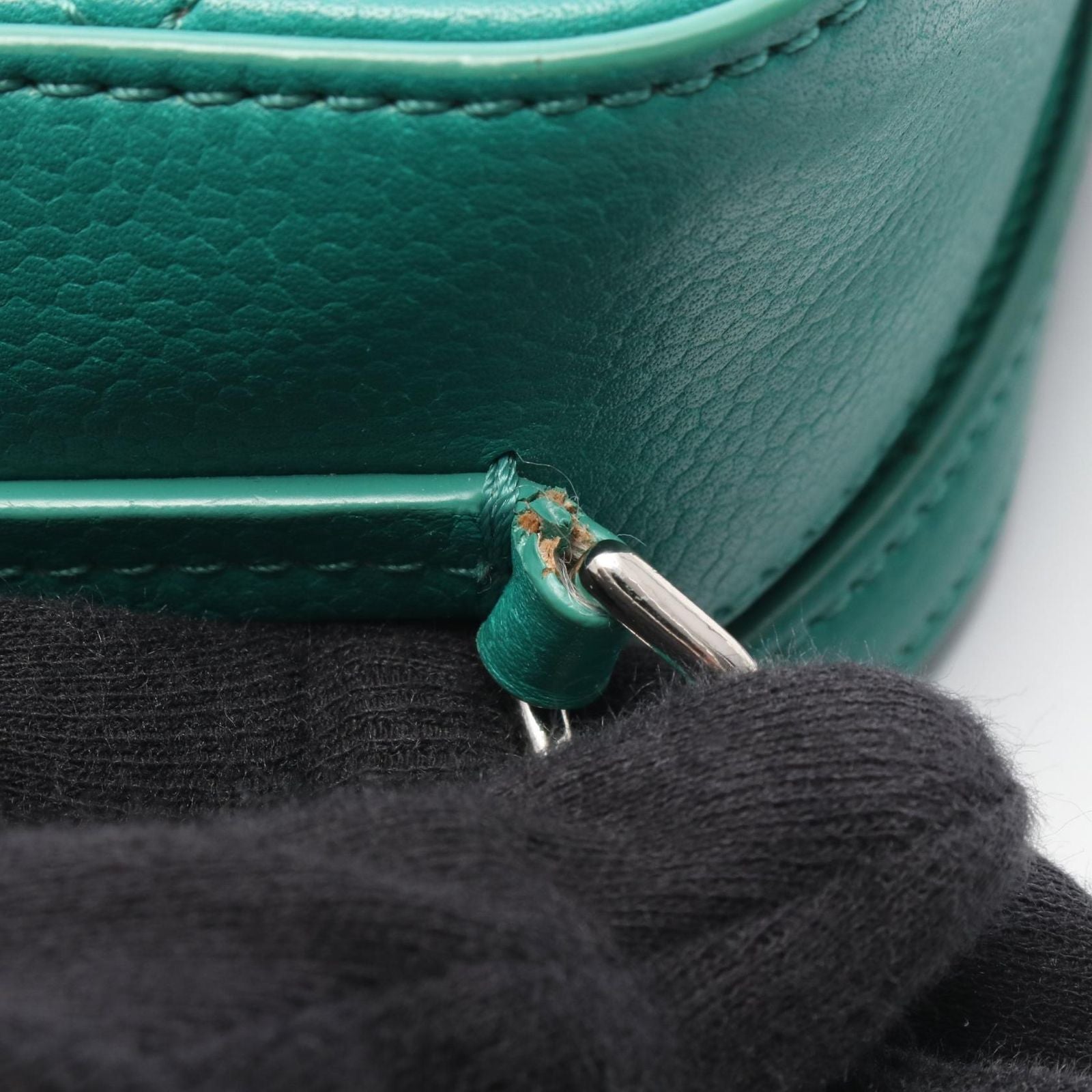 Chanel Shoulder Bag Quilted Half Coco Green Caviar Leather Chain — view 9