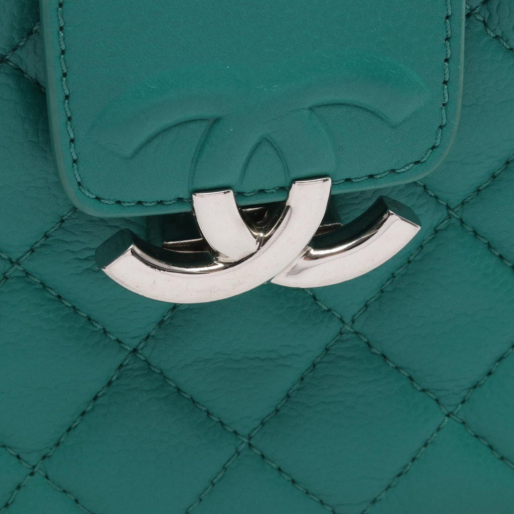 Chanel Shoulder Bag Quilted Half Coco Green Caviar Leather Chain — view 7