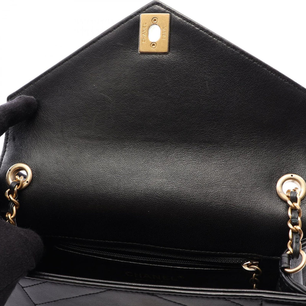 Chanel Shoulder Bag Stitch Mini Black Gold Lambskin Chain — view 7