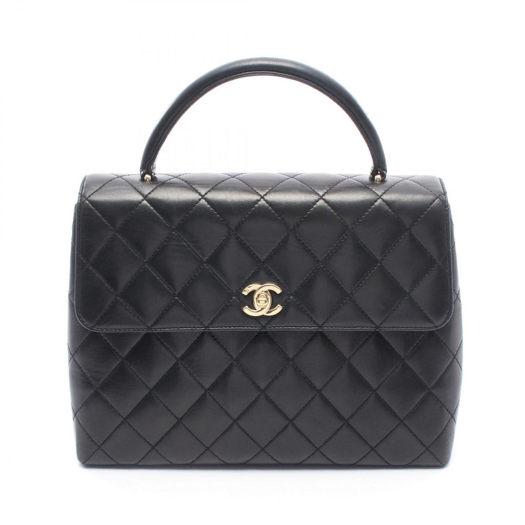 Chanel Handbag Quilted Black Lambskin Top Handle