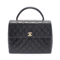 Chanel Handbag Quilted Black Lambskin Top Handle