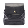 Chanel Backpack Triple CC Logo Black Calf Coco