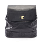 Chanel Backpack Triple CC Logo Black Calf Coco