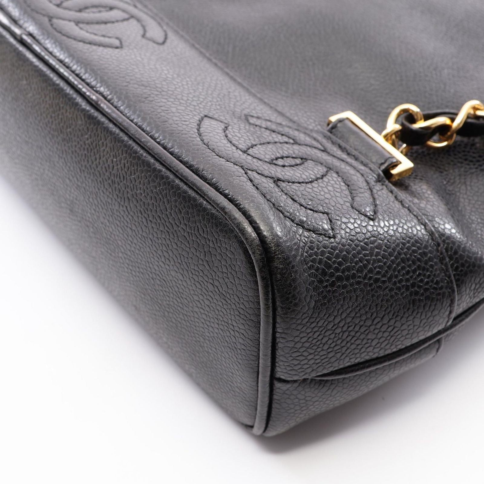 Chanel Backpack Triple CC Logo Black Calf Coco — view 7