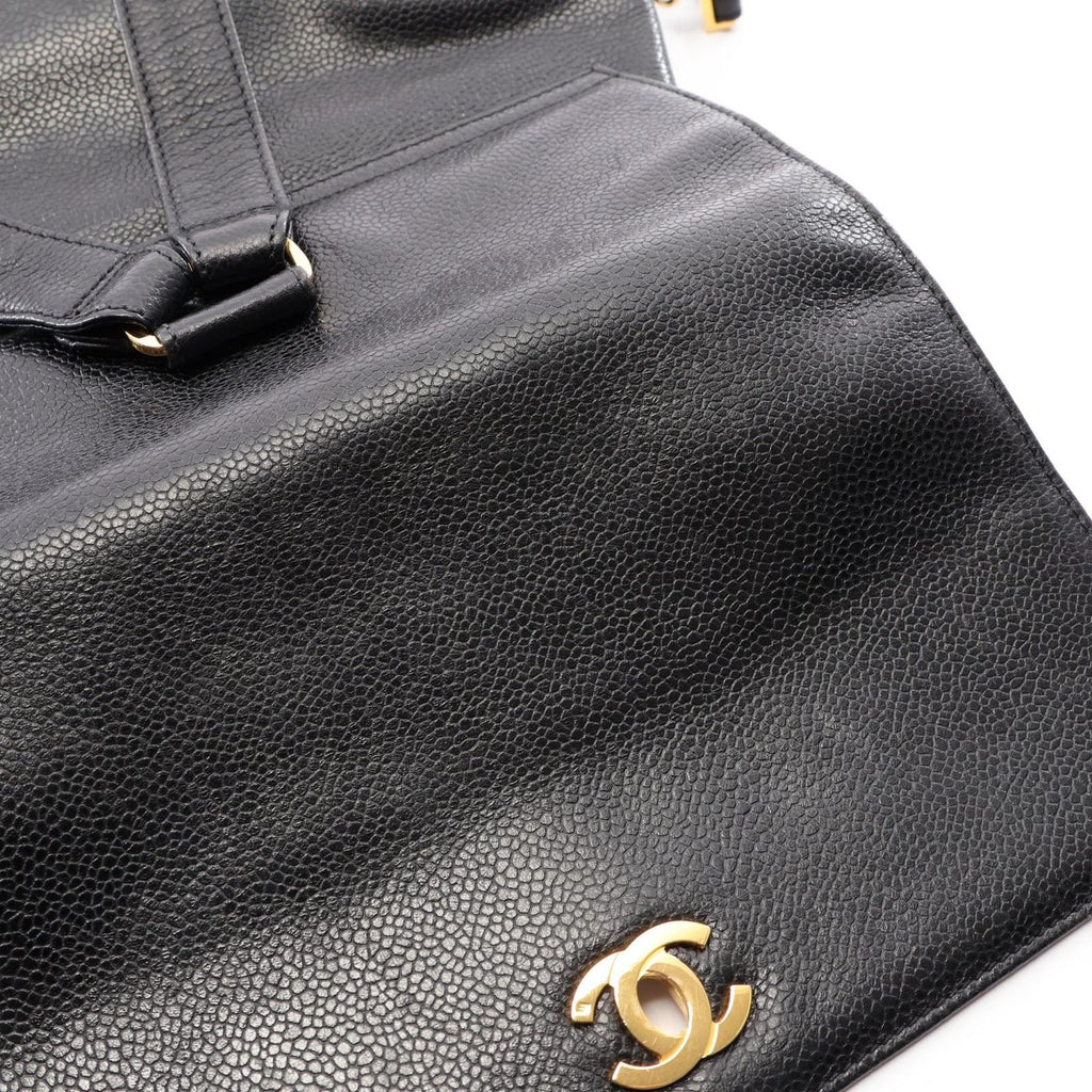 Chanel Backpack Triple CC Logo Black Calf Coco — view 8