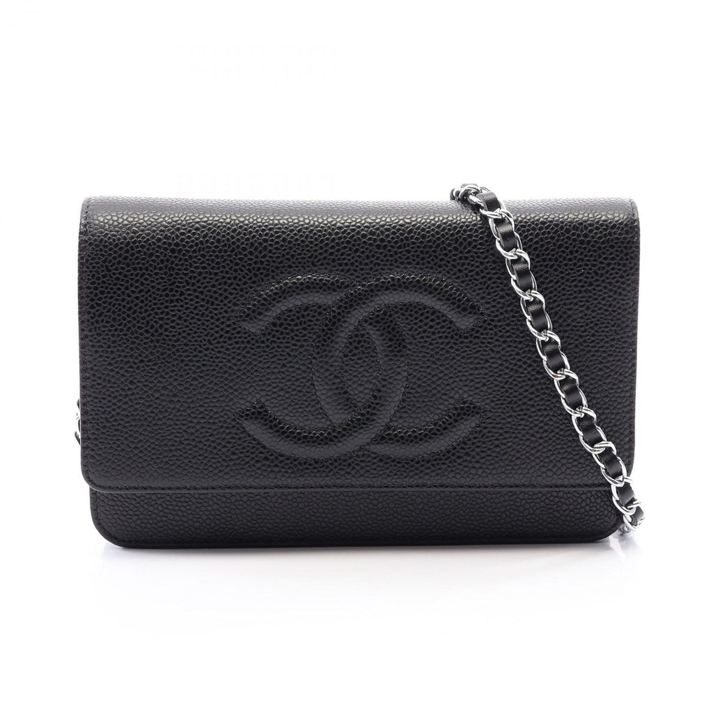 Chanel Shoulder Bag CC Logo Black Calf CC Chain Wallet