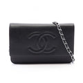 Chanel Shoulder Bag CC Logo Black Calf CC Chain Wallet