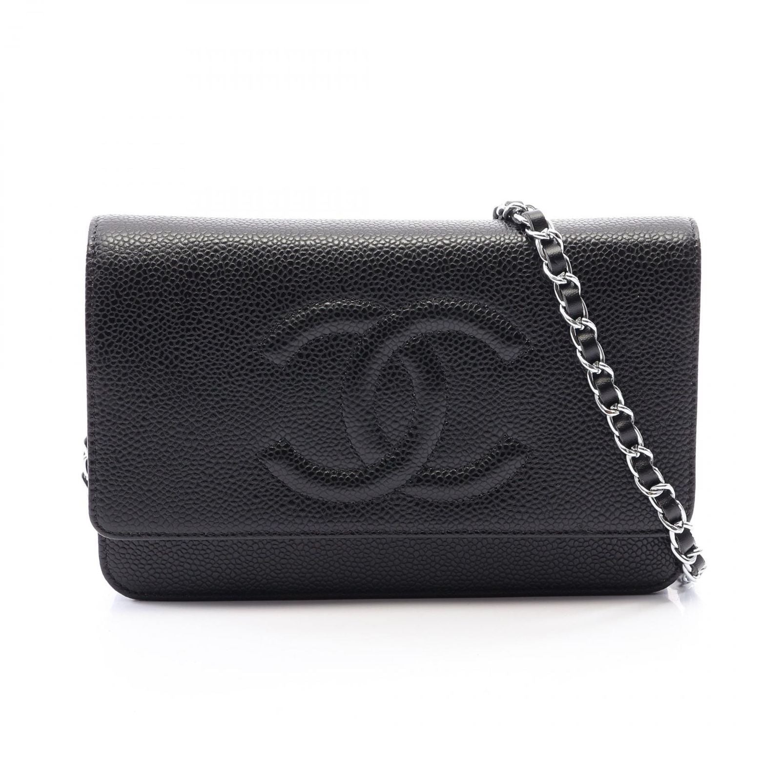 Chanel Shoulder Bag CC Logo Black Calf CC Chain Wallet