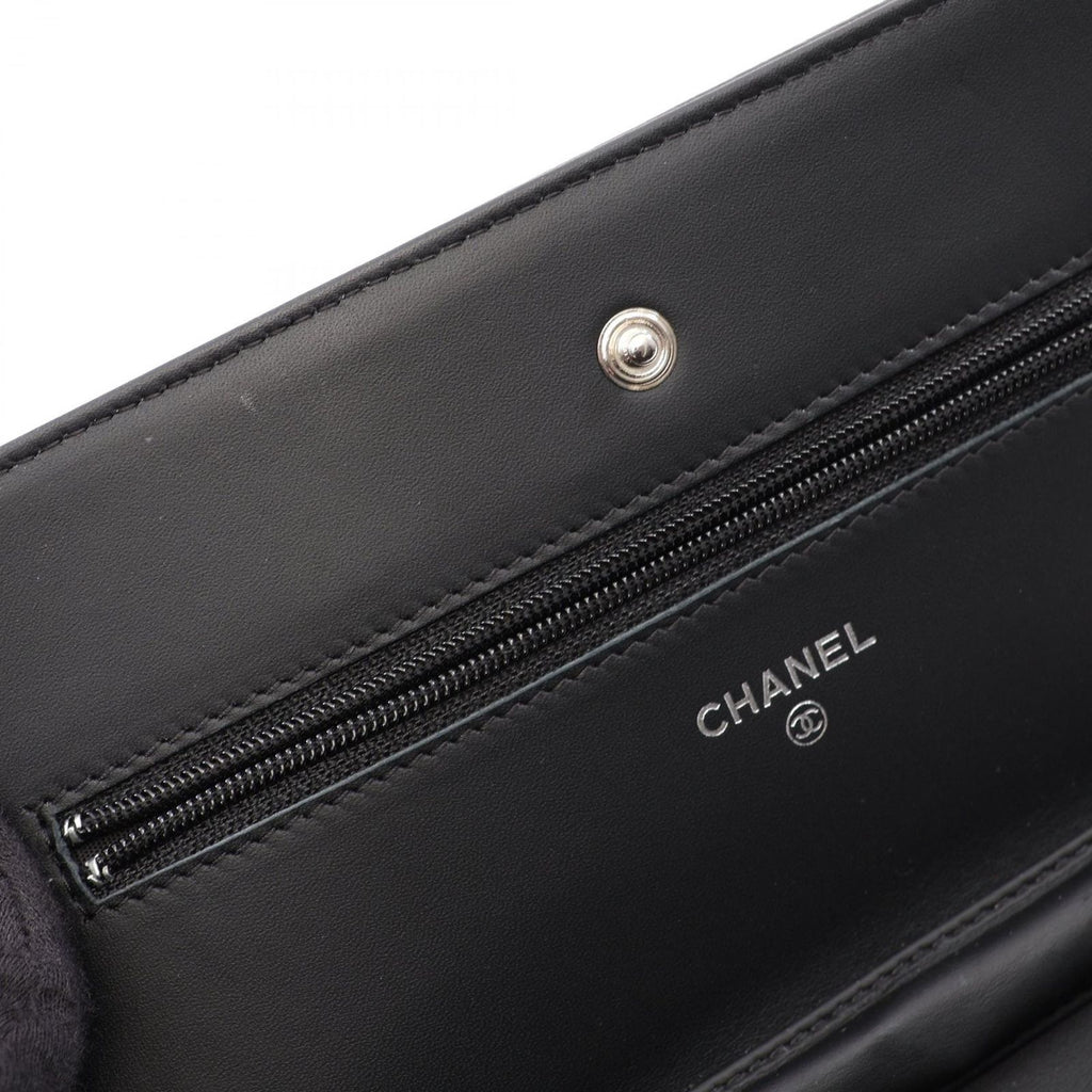 Chanel Shoulder Bag CC Logo Black Calf CC Chain Wallet — view 7