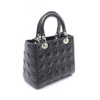 Dior Handbag Lady Dior 2-Way Black Leather Cannage Tote — view 2