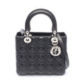 Dior Handbag Lady Dior 2-Way Black Leather Cannage Tote