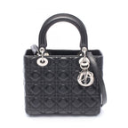 Dior Handbag Lady Dior 2-Way Black Leather Cannage Tote