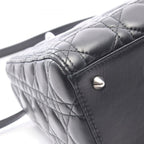 Dior Handbag Lady Dior 2-Way Black Leather Cannage Tote — view 7