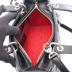 Dior Handbag Lady Dior 2-Way Black Leather Cannage Tote — view 3
