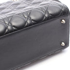 Dior Handbag Lady Dior 2-Way Black Leather Cannage Tote — view 6