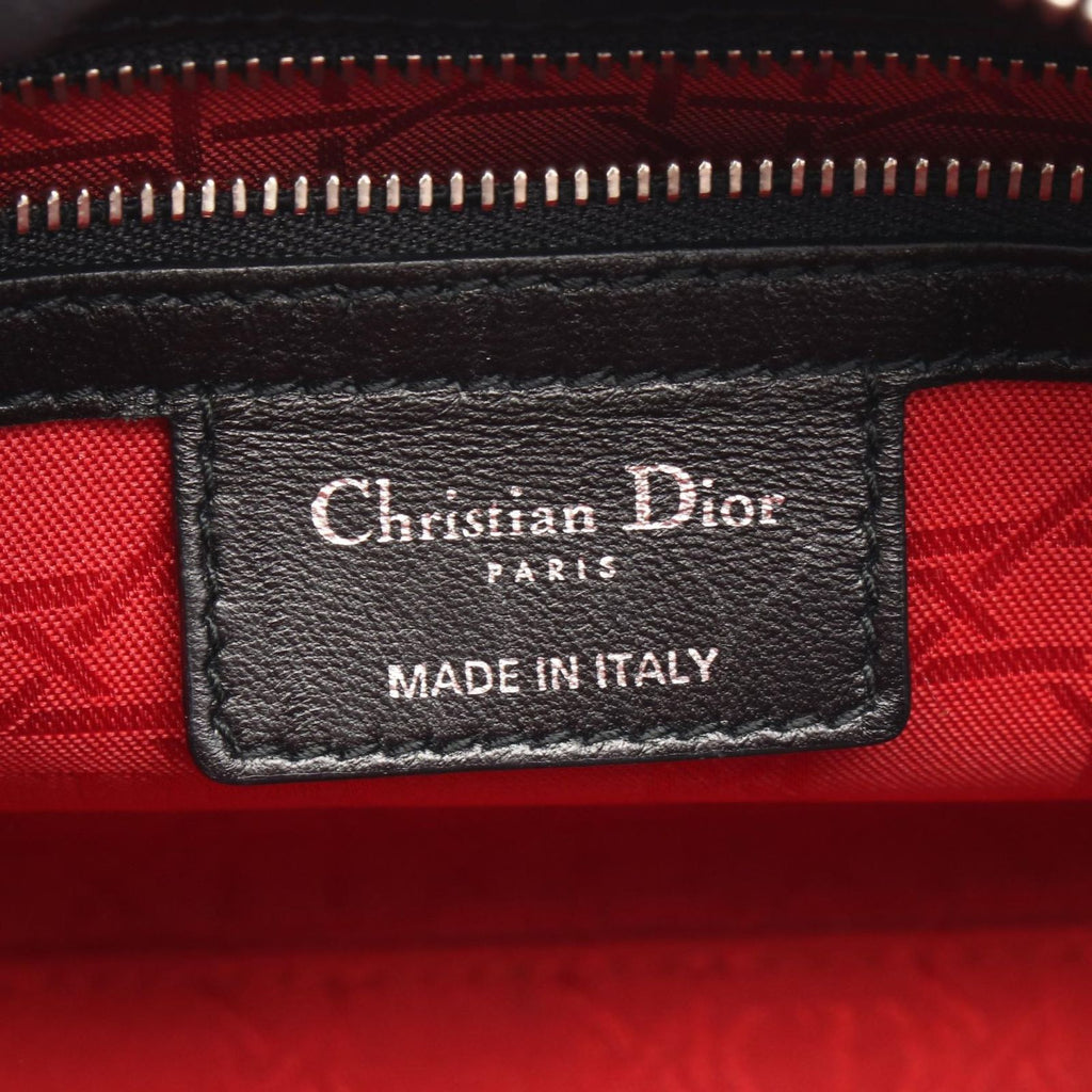 Dior Handbag Lady Dior 2-Way Black Leather Cannage Tote — view 4
