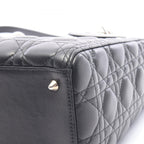 Dior Handbag Lady Dior 2-Way Black Leather Cannage Tote — view 8