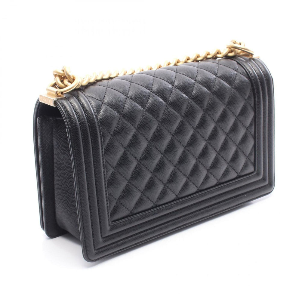 Chanel Shoulder Bag Boy Black Caviar Leather Boy Chain — view 2