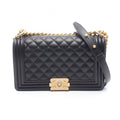 Chanel Shoulder Bag Boy Black Caviar Leather Boy Chain