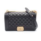 Chanel Shoulder Bag Boy Black Caviar Leather Boy Chain