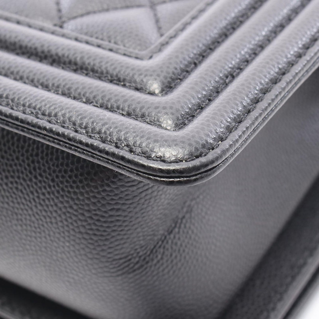 Chanel Shoulder Bag Boy Black Caviar Leather Boy Chain — view 8