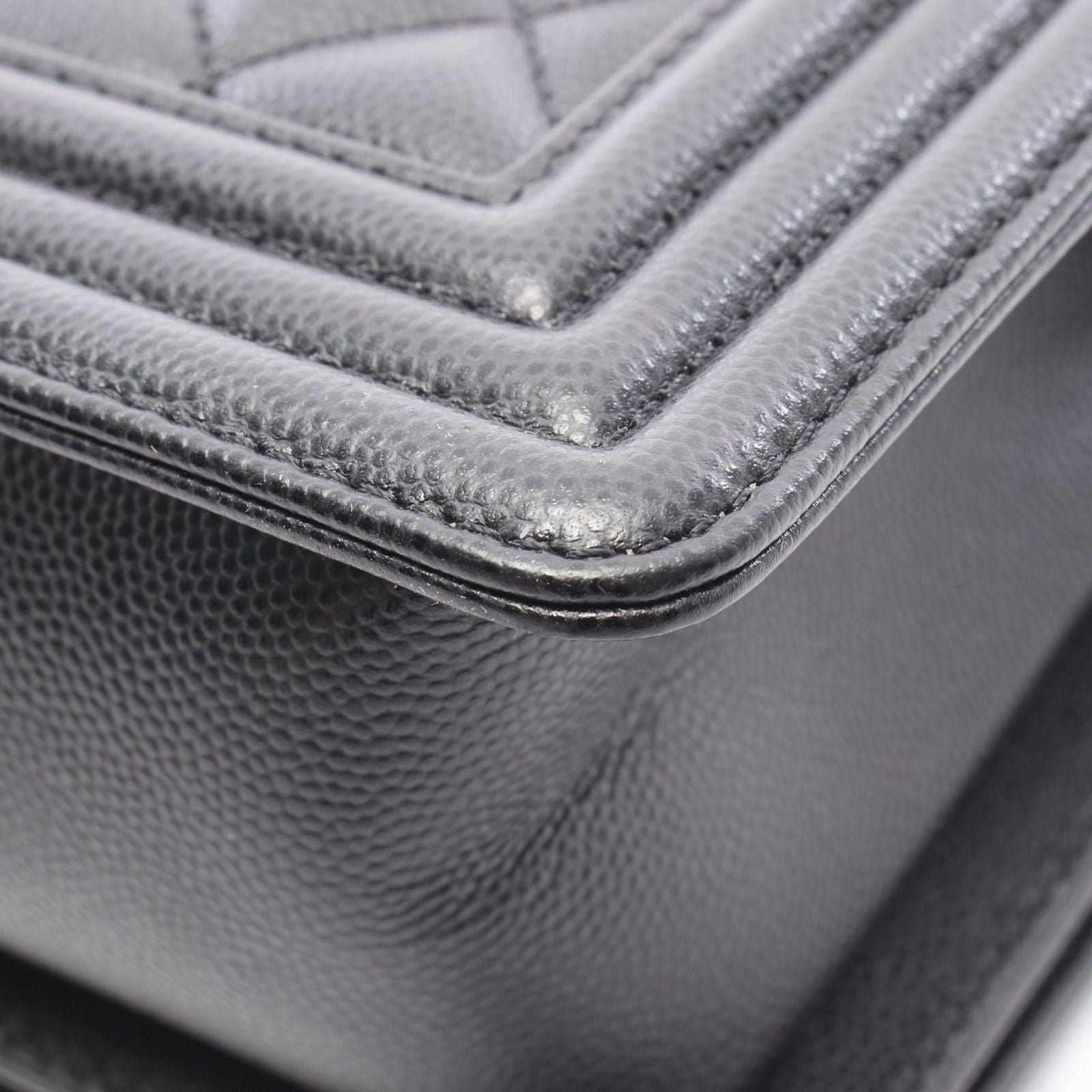 Chanel Shoulder Bag Boy Black Caviar Leather Boy Chain — view 8