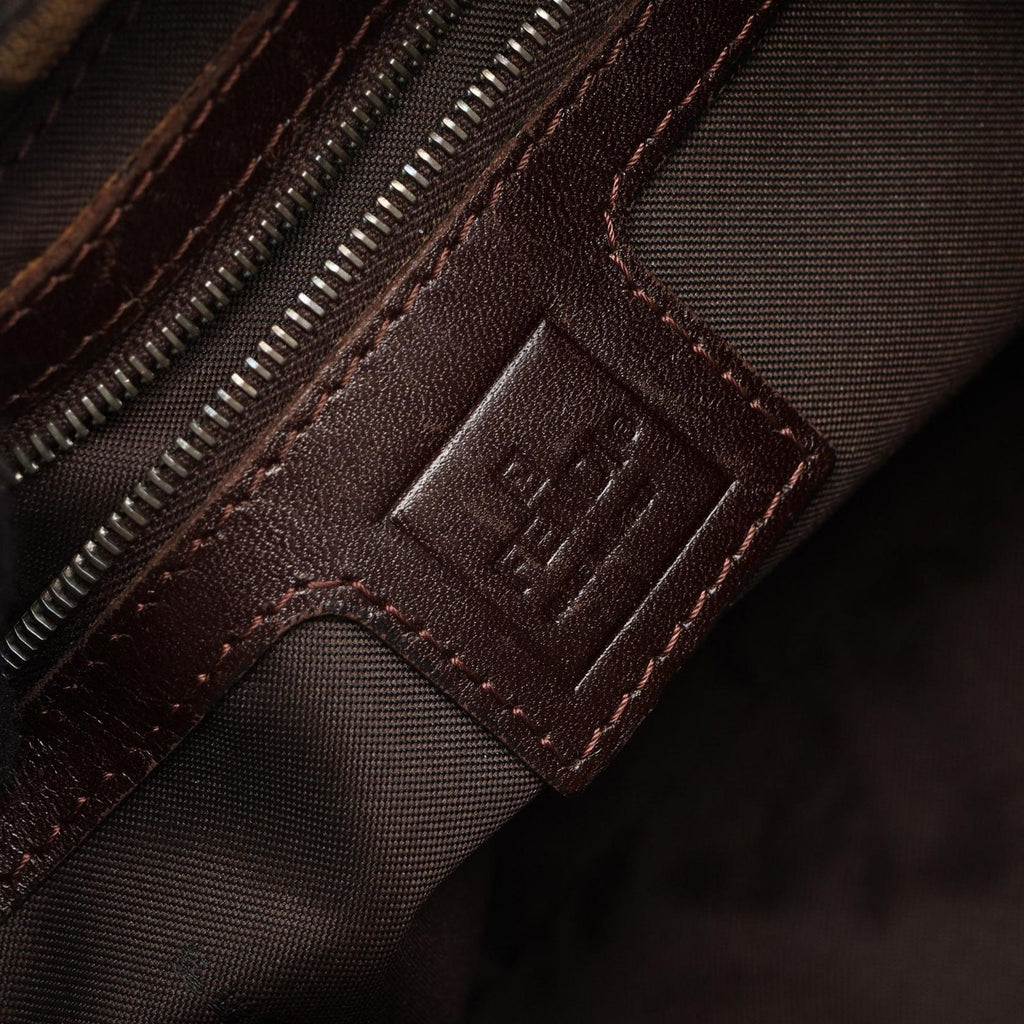 Fendi Shoulder Bag Zucca Black Brown Canvas Leather — view 4