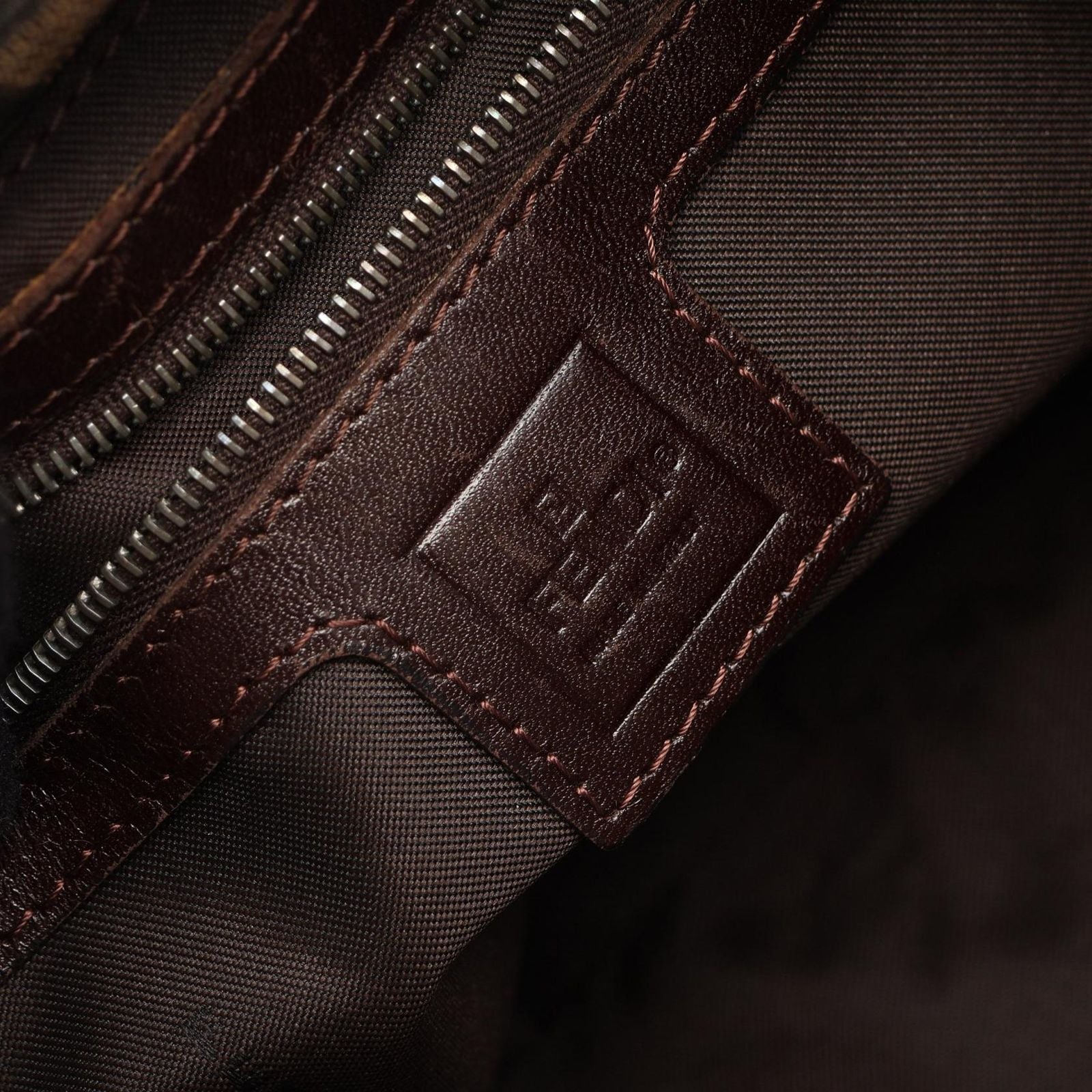 Fendi Shoulder Bag Zucca Black Brown Canvas Leather — view 4