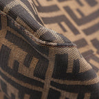 Fendi Shoulder Bag Zucca Black Brown Canvas Leather — view 9
