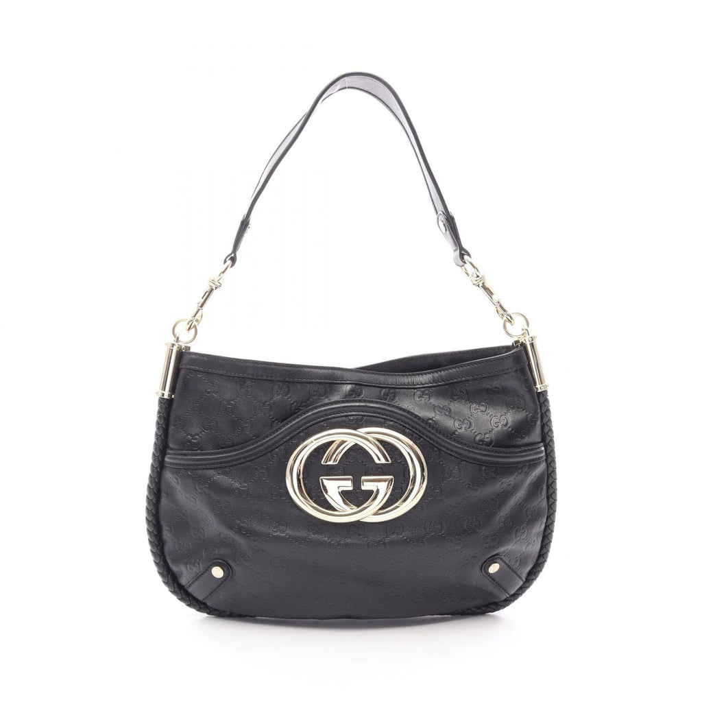 Gucci Shoulder Bag Interlocking Guccissima Black Leather Guccissima