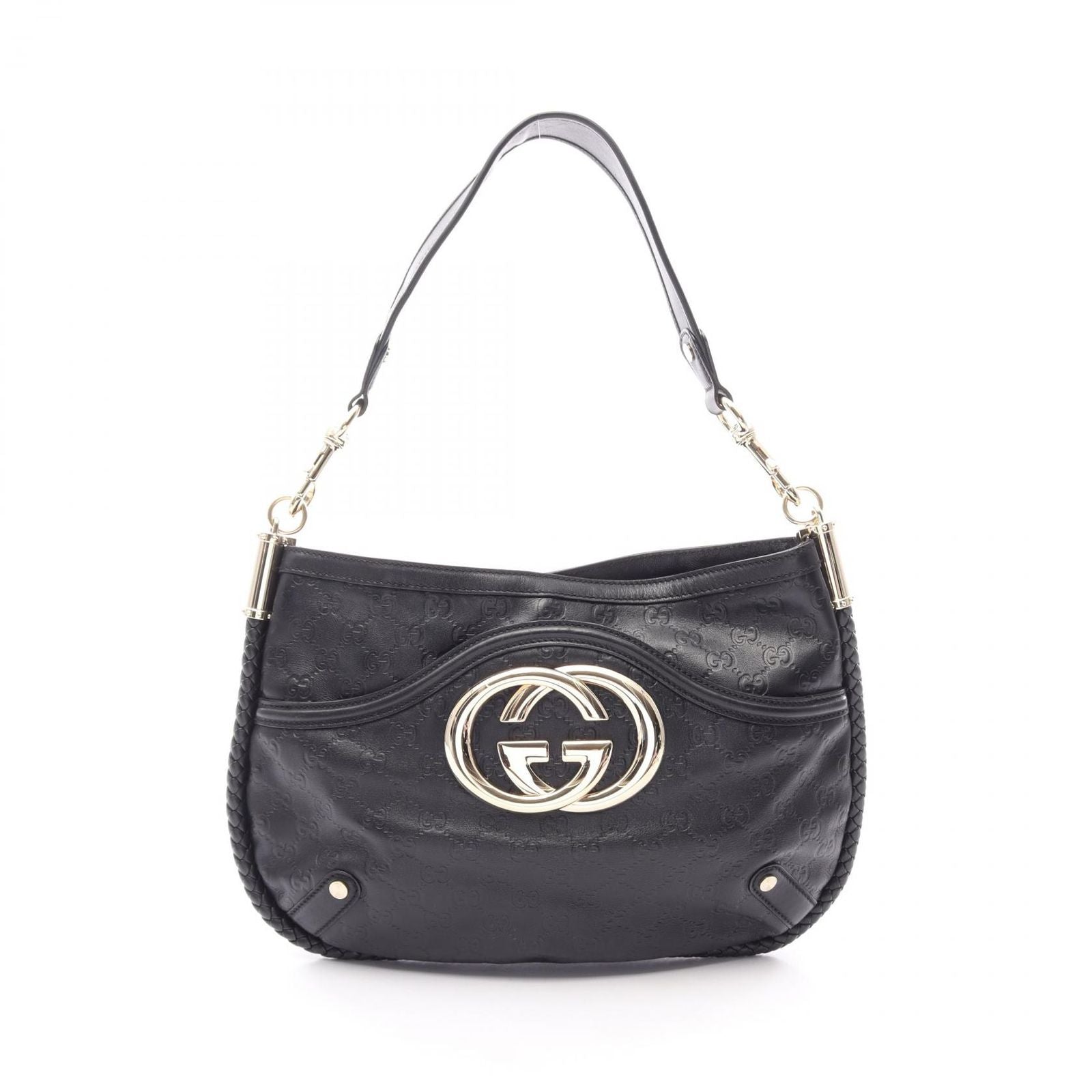 Gucci Shoulder Bag Interlocking Guccissima Black Leather Guccissima